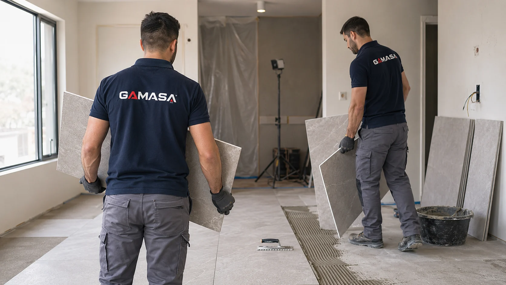 Equipo de GAMASA trabajando con placas durante una reforma integral